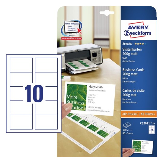 Visitkort Print Selv I Professionel Kvalitet Avery