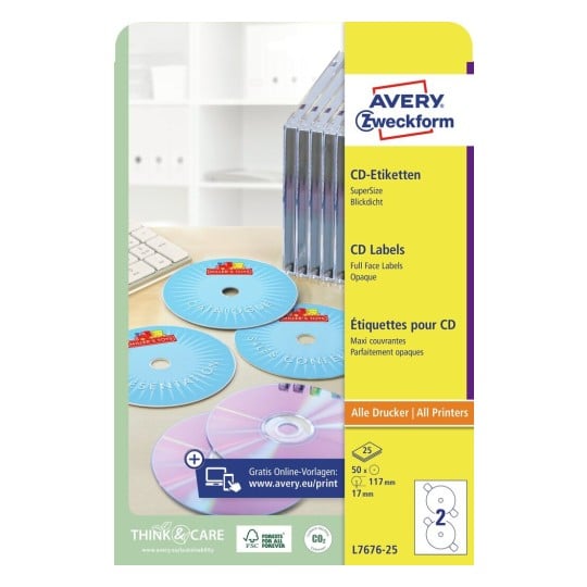 CD etiketter | L7676-25 | Avery