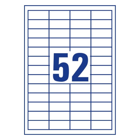 52 stk. etiketter pr. ark.