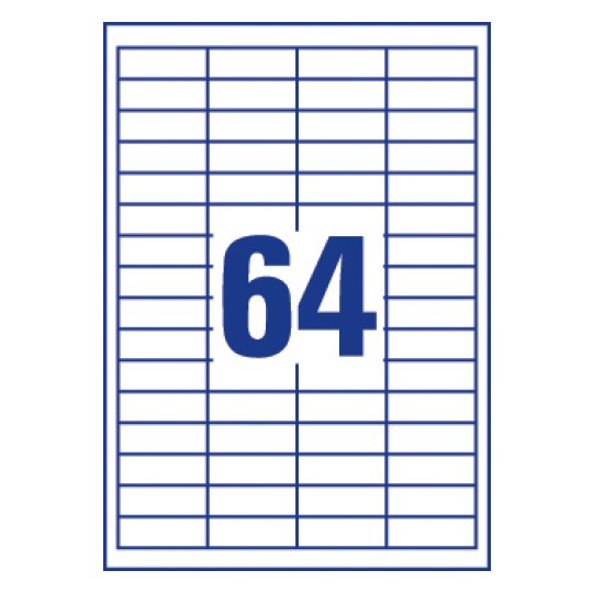 64 stk. etiketter pr. ark.