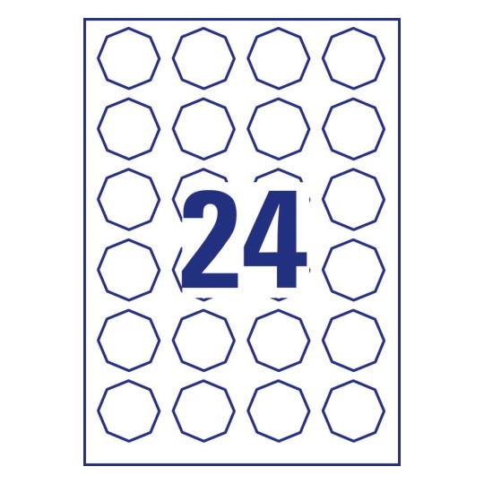 24 stk. etiketter pr. ark.