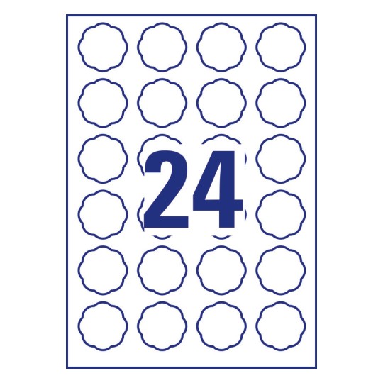 24 stk. etiketter pr. ark.