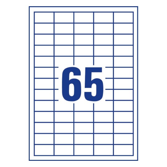 65 stk. etiketter pr. ark.