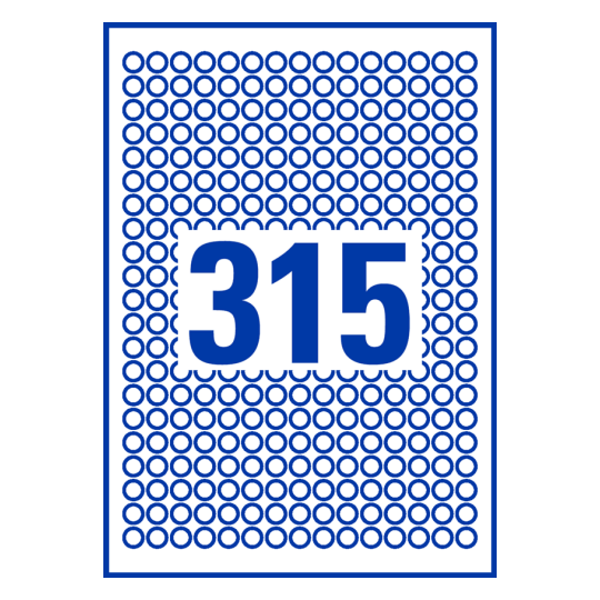 315 stk. etiketter pr. ark.