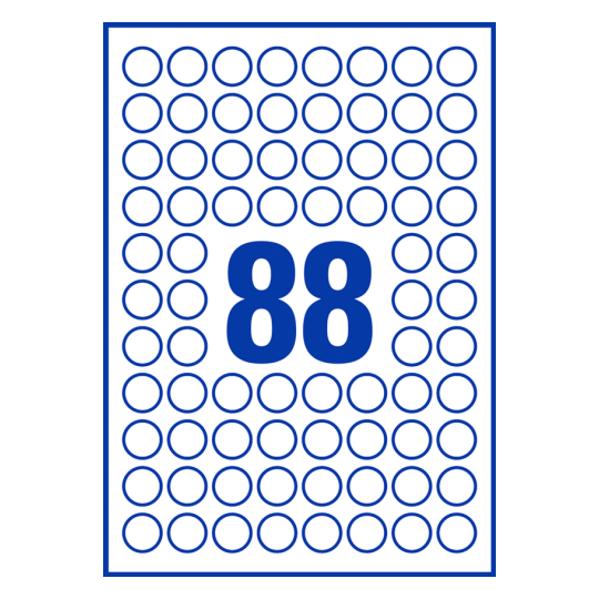 88 stk. etiketter pr. ark.