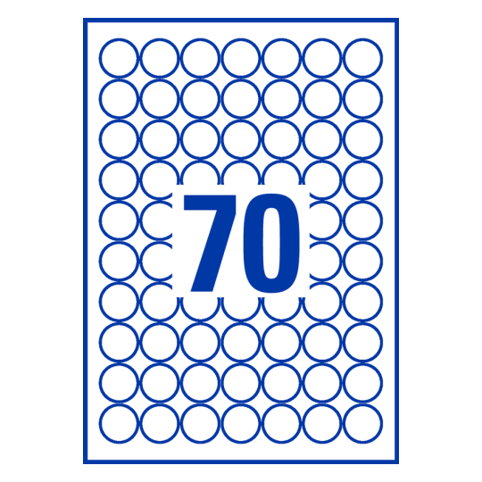 70 stk. etiketter pr. ark.