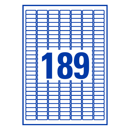 189 stk. etiketter pr. ark.