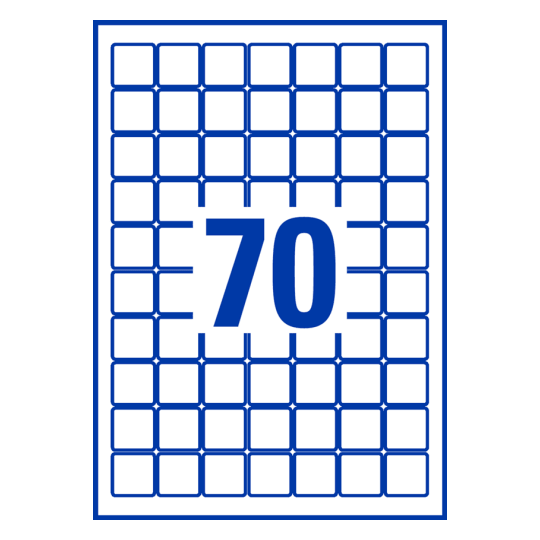 70 stk. etiketter pr. ark.