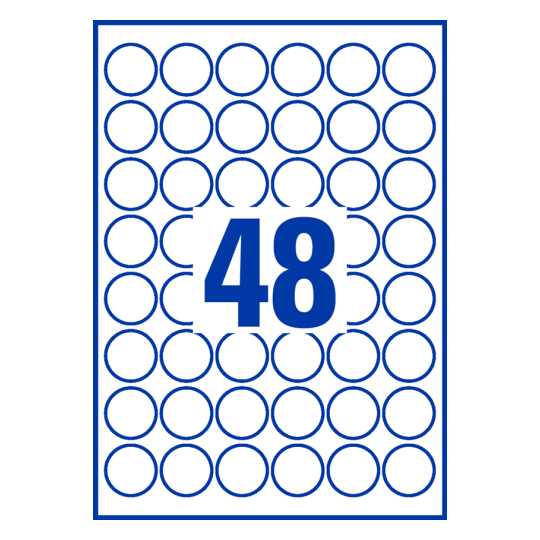 48 stk. etiketter pr. ark.