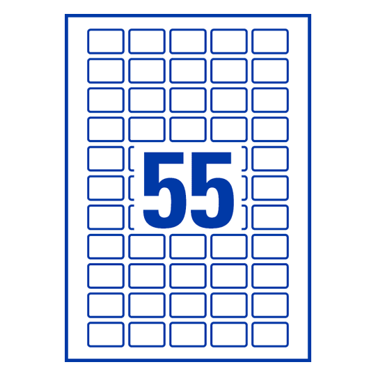 55 stk. etiketter pr. ark.