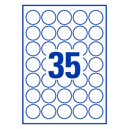 35 stk. etiketter pr. ark.