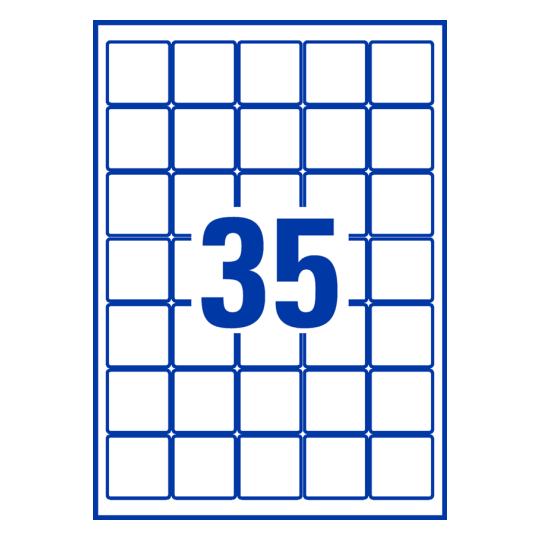 35 stk. etiketter pr. ark.