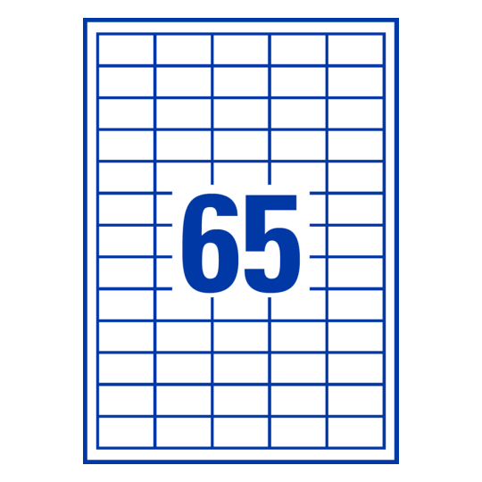 65 stk. etiketter pr. ark.