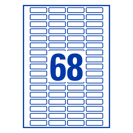 68 stk. etiketter pr. ark.
