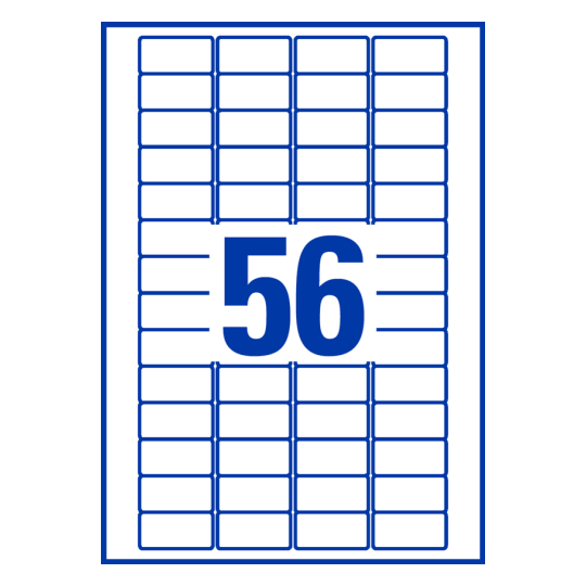 56 stk. etiketter pr. ark.