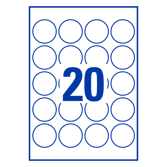 20 stk. etiketter pr. ark.