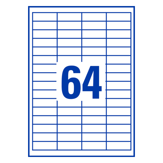 64 stk. etiketter pr. ark.
