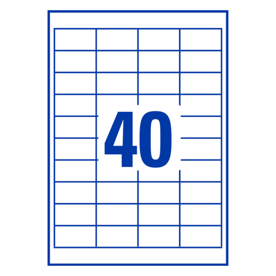 40 stk. etiketter pr. ark.