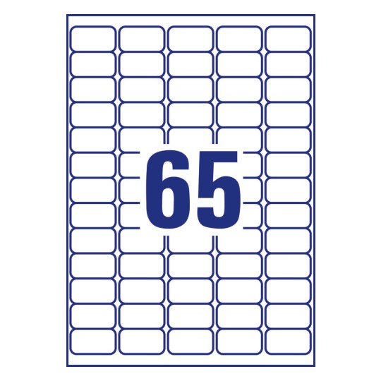 65 stk. etiketter pr. ark.