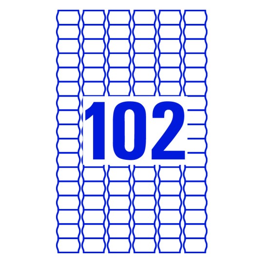 102 stk. etiketter pr. ark.