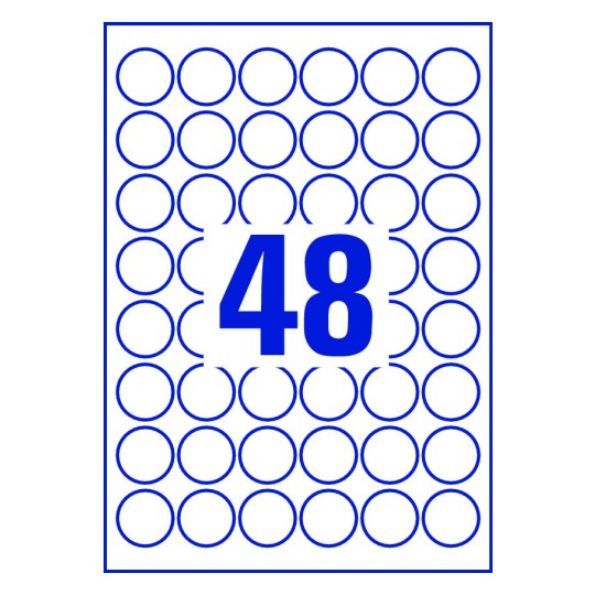 48 stk. etiketter pr. ark.