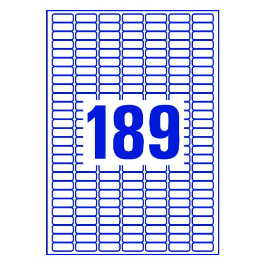 189 stk. etiketter pr. ark.