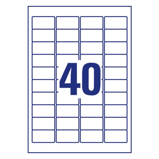 40 stk. etiketter pr. ark.