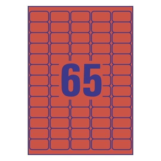 65 stk. etiketter pr. ark.