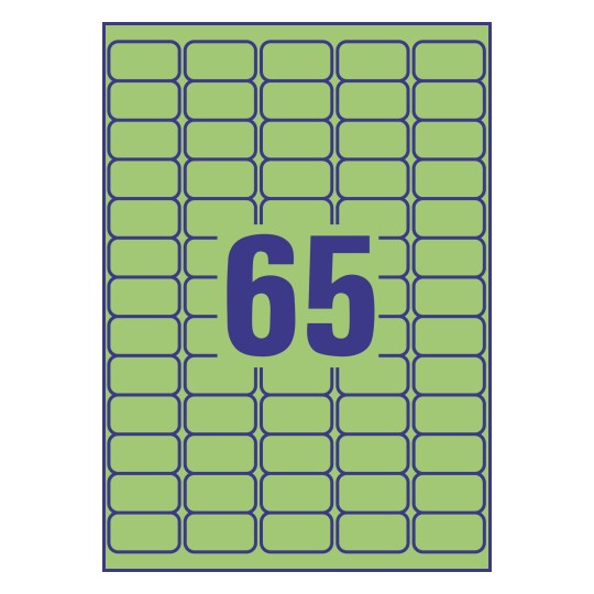 65 stk. etiketter pr. ark.