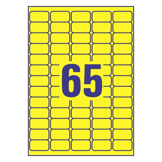 65 stk. etiketter pr. ark.