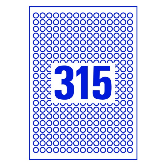315 stk. etiketter pr. ark.