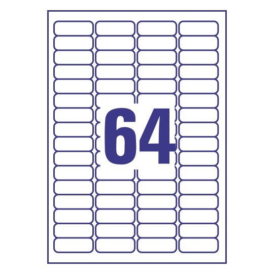 64 stk. etiketter pr. ark.