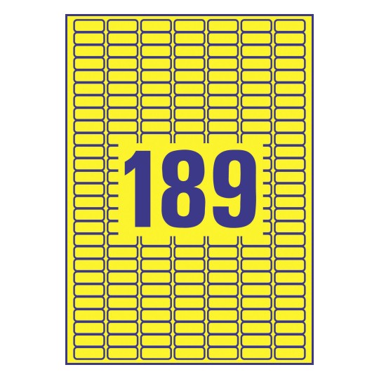 189 stk. etiketter pr. ark.