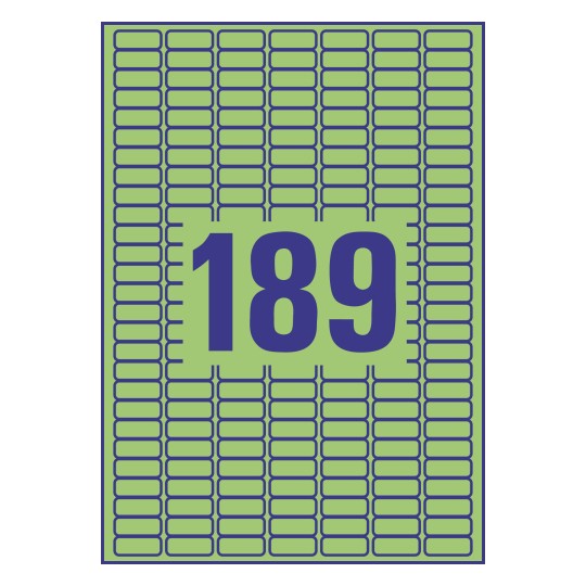189 stk. etiketter pr. ark.