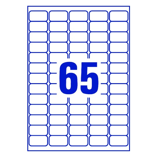 65 stk. etiketter pr. ark.