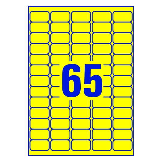 65 stk. etiketter pr. ark.