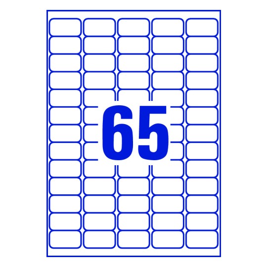 65 stk. etiketter pr. ark.