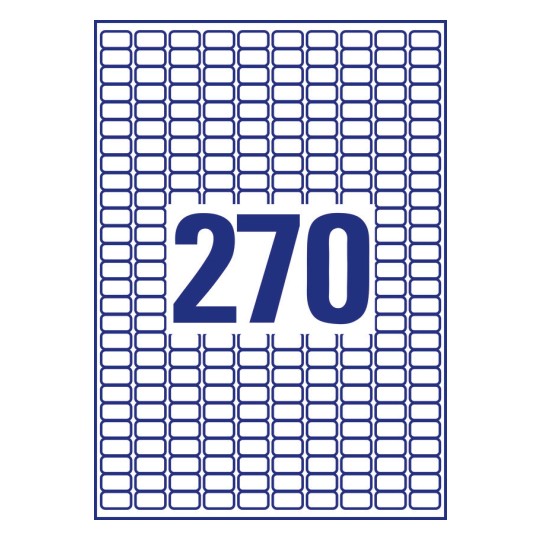 270 stk. Gennemsigtige etiketter på et ark.