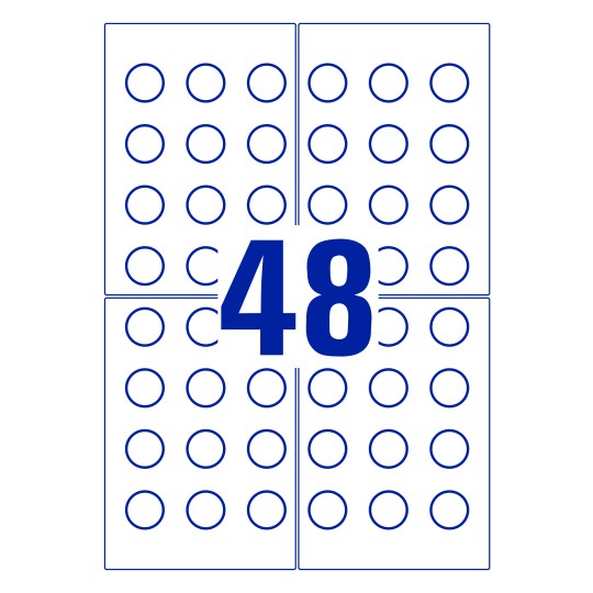 48 stk. etiketter pr. ark.
