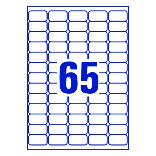 65 stk. etiketter pr. ark.