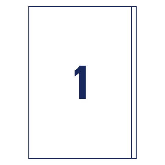 Stansetegning enkeltark A4, Artikel: 3418, Universaletiketter, Format: 200 x 297 mm, 1 etiket/ark?