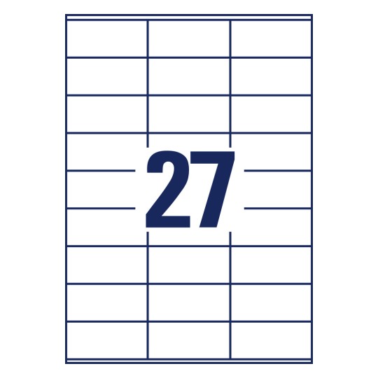 Stanse-tegning enkeltark A4, Artikel: 3479, Universal-etiketter, Format: 70 x 32 mm, 27 etiketter/ark?