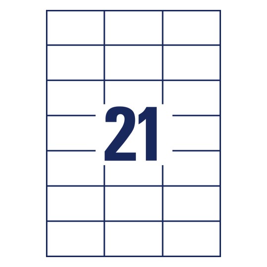 Stansetegning Enkeltside A4, Artikel: 3652, Universaletiketter, Format: 70 x 42,3 mm, 21 Etiketter/Ark?
