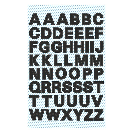 Illustration enkeltark, artikel: 3780, bogstavetiketter, format: 85 x 160 mm, 52 stickers/ark.
