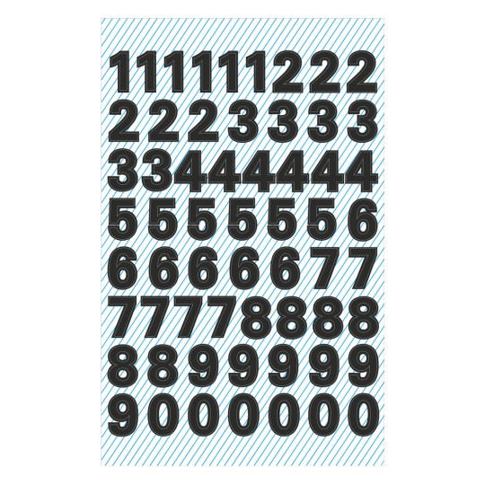Illustration enkeltark, artikel: 3781, tal-etiketter, format: 85 x 160 mm, 60 stickers/ark.