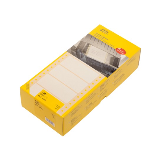 Pakningsbillede: Avery Zweckform Universal-etiketter til matrixprintere, Artikel: 5101, Format: 88,9 x 23 mm, Printeregnethed: Matrix (nålprinter), Indhold: 6.000 etiketter, 6.000 etiketter/ark?
