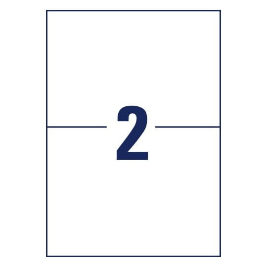 Stansetegning Enkeltark A4, Artikel: 6604, Universale etiketter, Format: 210 x 148 mm, 2 etiketter/ark?