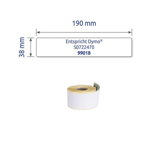 Enkeltbillede etiket, Artikel: AS0722470, Rulleetiketter, Format: 38 x 190 mm, 110 etiketter/rulle.