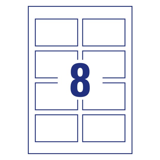 Stansetegning enkeltark A4, Artikel: C32015-25, Premium visitkort, Format: 85 x 54 mm, 8 kort/ark.