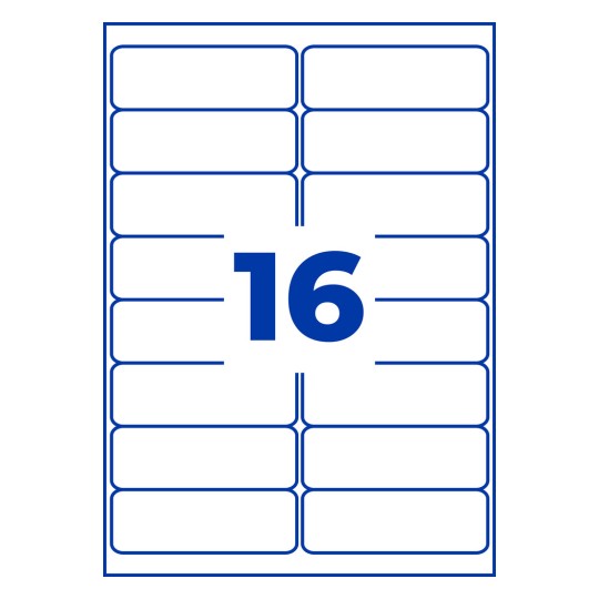 Stansetegning Enkeltark A4, Artikel: J8162-25, Adresseetiketter, Format: 99,1 x 33,9 mm, 16 etiketter/ark?